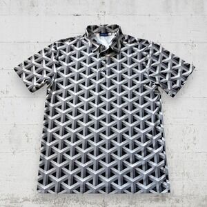 Hreski‎ Golf Polo Shirt Men Size M Gray Geometric Infinity Stretch
